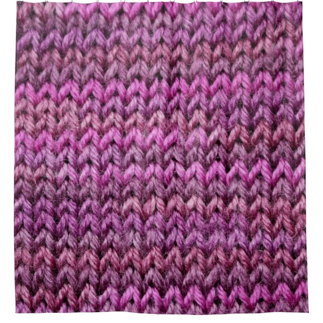 Knit Harmony: Purple Stripe Texture Shower Curtain (Front)