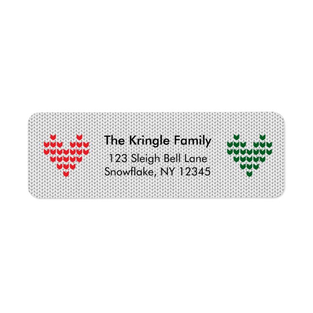Knit Hearts Christmas Sweater Return Address (Front)