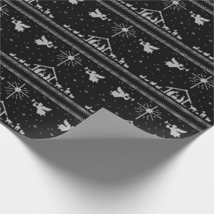Knit Nativity Scene Christian Christmas Red White Wrapping Paper