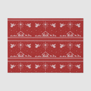 Knit Nativity Ugly Christmas Sweater Religious Red Tissue Paper