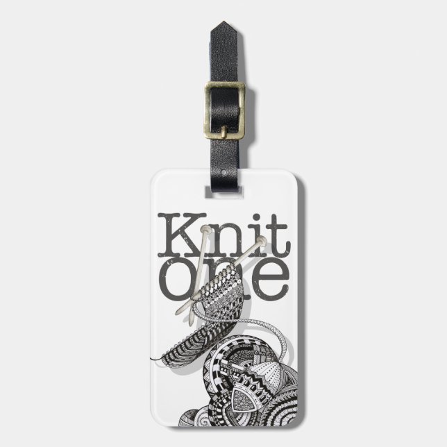 Knit One Doodle Art Luggage Tag (Front Vertical)