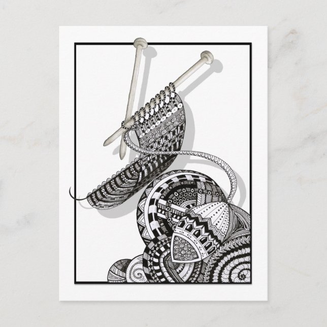 Knit One Doodle Art Postcard (Front)