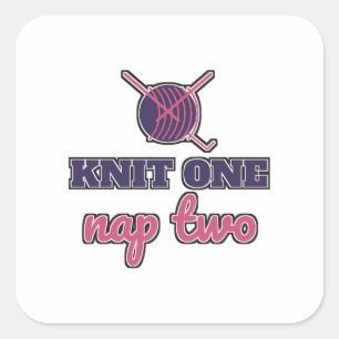 Knit One Nap Two Funny Knitting Crochet Square Sticker
