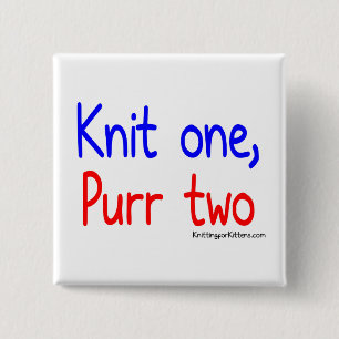 Knit One, Purr Two 15 Cm Square Badge