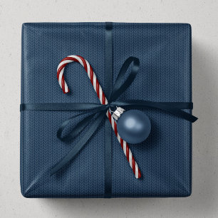 Knit pattern simple navy Christmas holiday Wrapping Paper