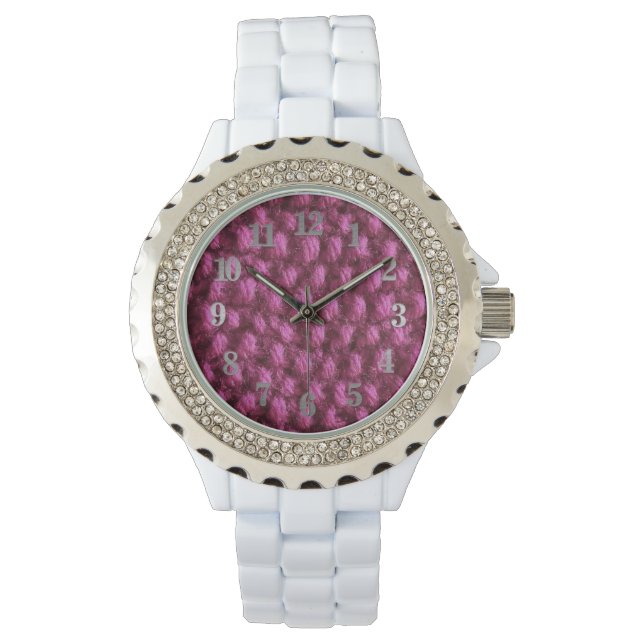 Knit Pink Yarn Cosy Crafty Knitter Watch (Front)