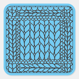 KNIT PURL BLUE Large Square Stickers