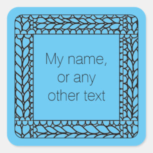 KNIT PURL BLUE Small Square Stickers + Text