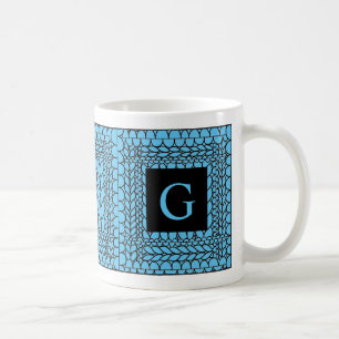 KNIT PURL BLUE White Mug + Text II