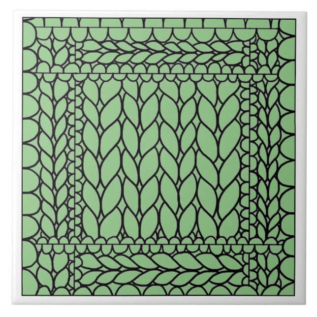 KNIT PURL SAGE Ceramic Tile (Front)