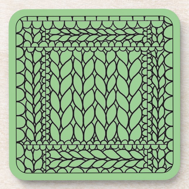 KNIT PURL SAGE Hard Plastic Coasters (Front)
