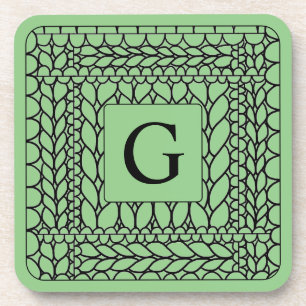 KNIT PURL SAGE Hard Plastic Coasters + Initial 
