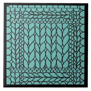 KNIT PURL TEAL Ceramic Tile II