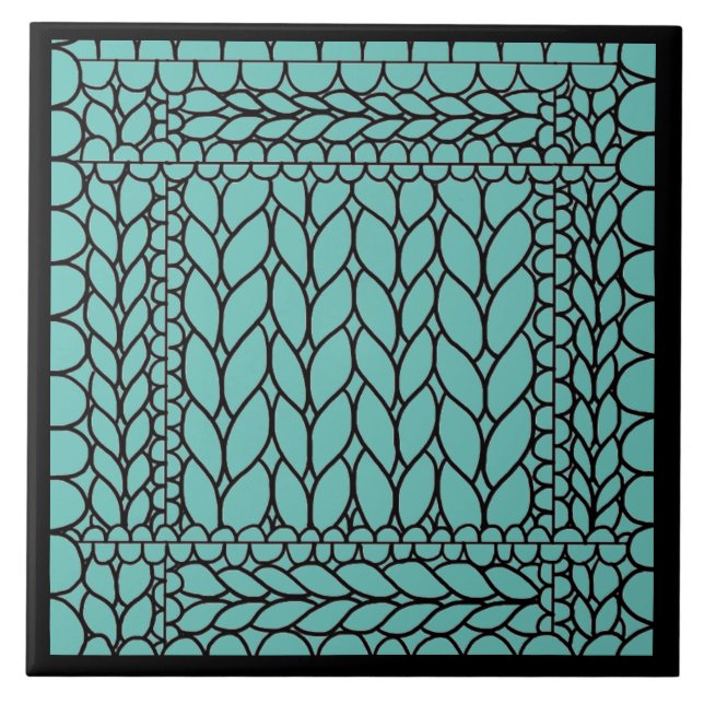 KNIT PURL TEAL Ceramic Tile II  (Front)
