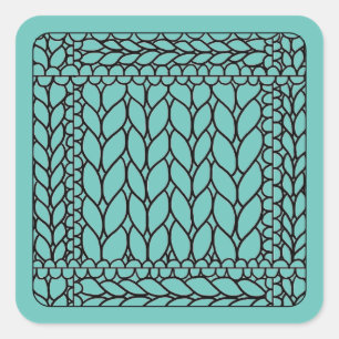 KNIT PURL TEAL Small Square Stickers