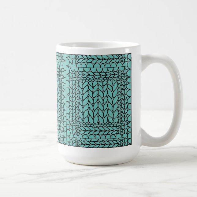 KNIT PURL TEAL Tall White Mug  (Right)