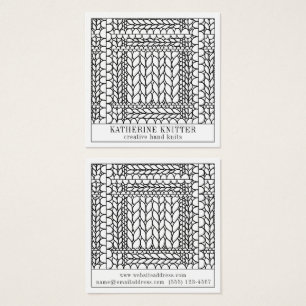 KNIT PURL WHITE Square Business Card