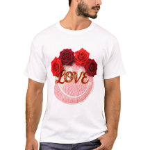 Knit Smiley Face Red Rose Love Valentine Floral T-