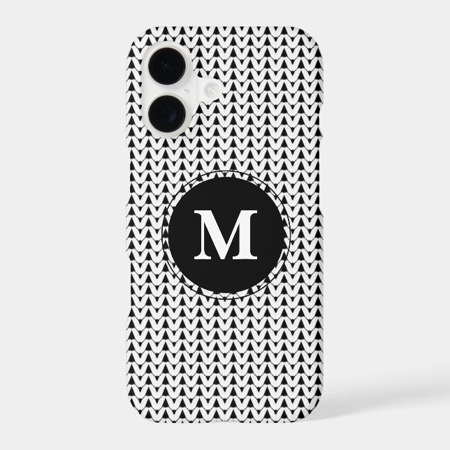 Knit Stitch Crafts White Monogram iPhone Case (Back)