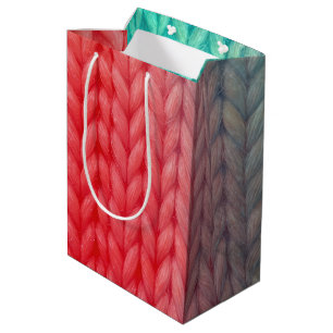 Knit Stitching Texture in Gradient Colors Medium Gift Bag