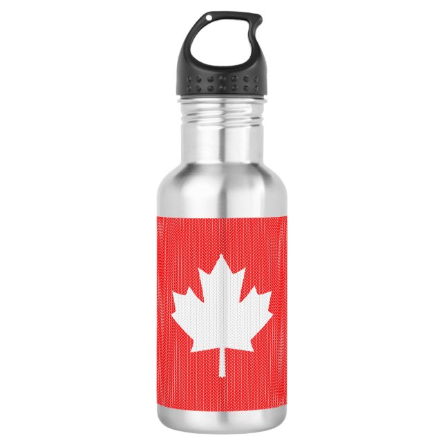 Knit Style Maple Leaf Knitting Motif 532 Ml Water Bottle (Front)