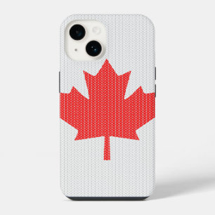 Knit Style Maple Leaf Knitting Motif iPhone 14 Case
