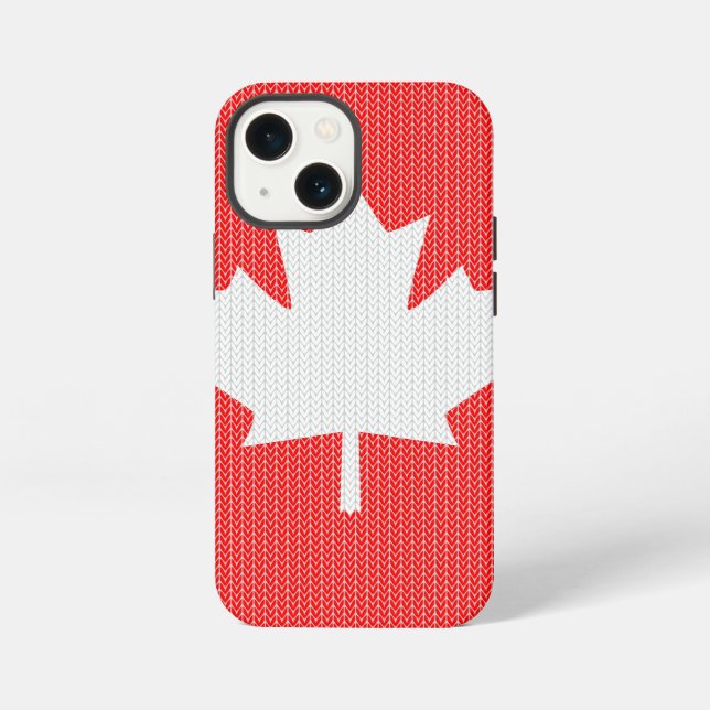 Knit Style Maple Leaf Knitting Motif iPhone Case (Back)