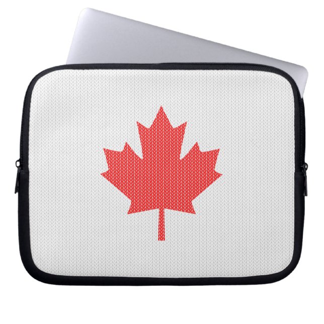 Knit Style Maple Leaf Knitting Motif Laptop Sleeve (Front)