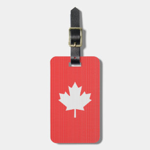 Knit Style Maple Leaf Knitting Motif Luggage Tag