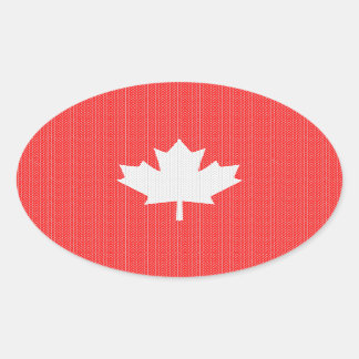 Knit Style Maple Leaf Knitting Motif Oval Sticker
