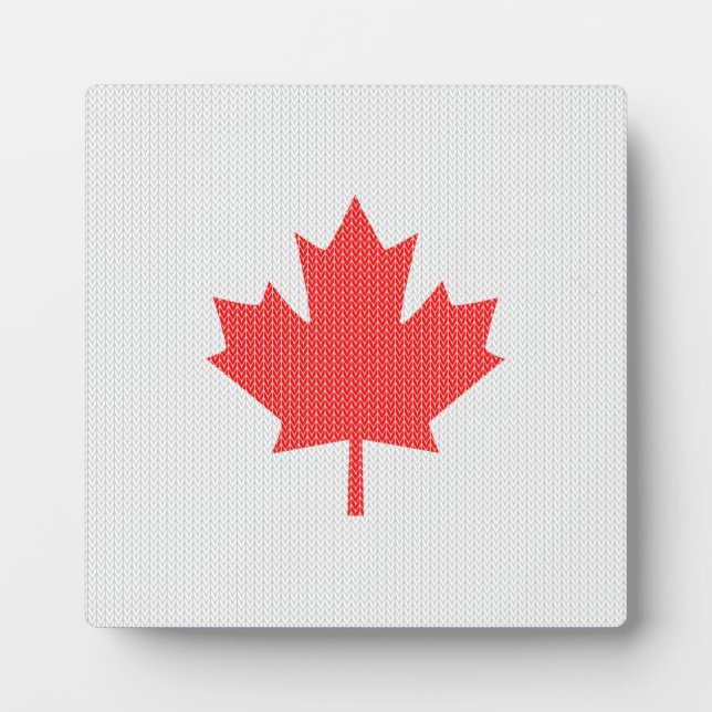 Knit Style Maple Leaf Knitting Motif Plaque (Front)