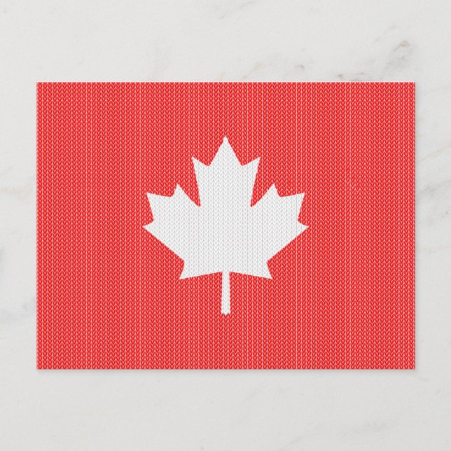 Knit Style Maple Leaf Knitting Motif Postcard (Front)
