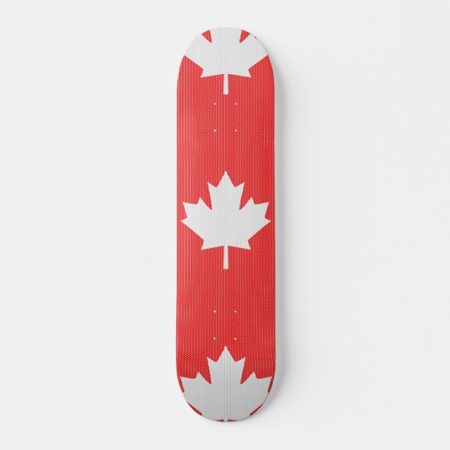 Knit Style Maple Leaf Knitting Motif Skateboard (Front)