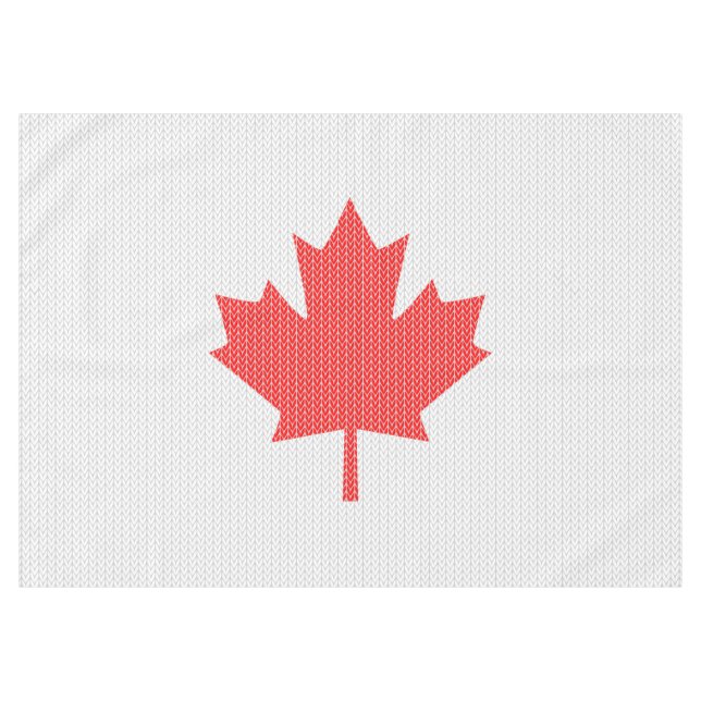 Knit Style Maple Leaf Knitting Motif Tablecloth (Front (Horizontal))