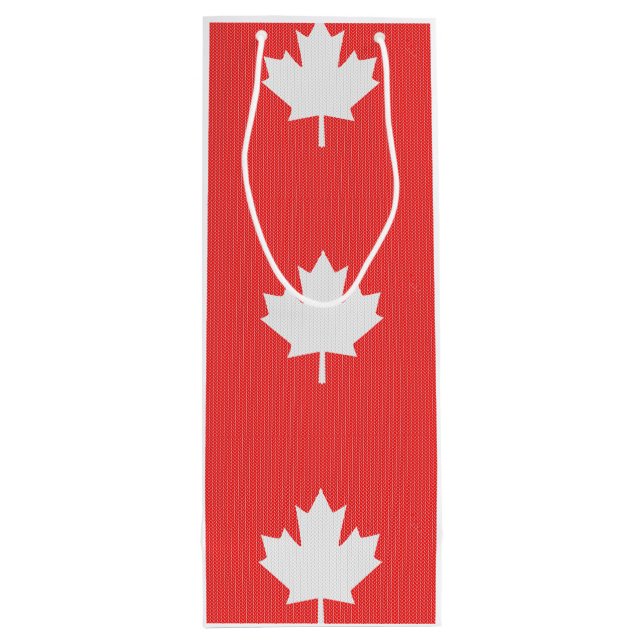 Knit Style Maple Leaf Knitting Motif Wine Gift Bag (Back)
