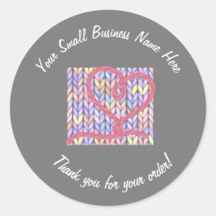 Knit Yarn Heart Thank You Small Business Sticker