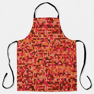 Knitted abstract Scandinavian pattern in red shade Apron
