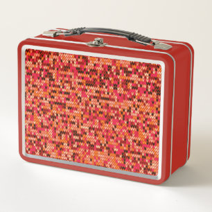 Knitted abstract Scandinavian pattern in red shade Metal Lunch Box