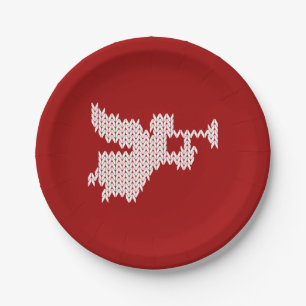 Knitted Angel Ugly Christmas Sweater Knitting Red Paper Plate