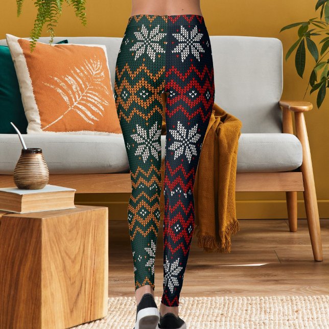 Knitted Christmas And New Year Flower Pattern Mom Leggings (Creator Uploaded)