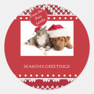 Knitted Christmas Classic Round Sticker