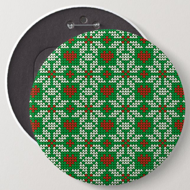Knitted Christmas pattern 6 Cm Round Badge (Front & Back)