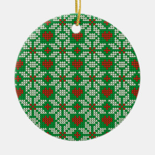 Knitted Christmas pattern Ceramic Tree Decoration