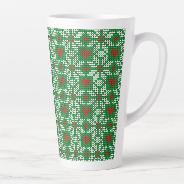 Knitted Christmas pattern Latte Mug (Right)