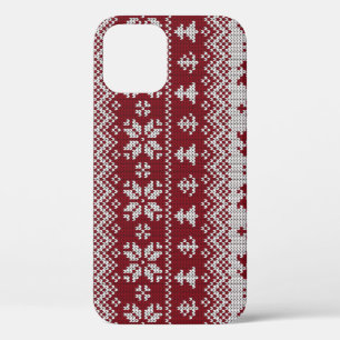 Knitted, Christmas, squirrels, vintage pattern. iPhone 12 Case