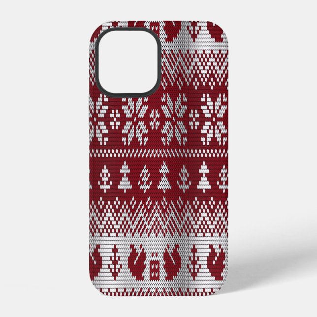 Knitted, Christmas, squirrels, vintage pattern. iPhone Case (Back)