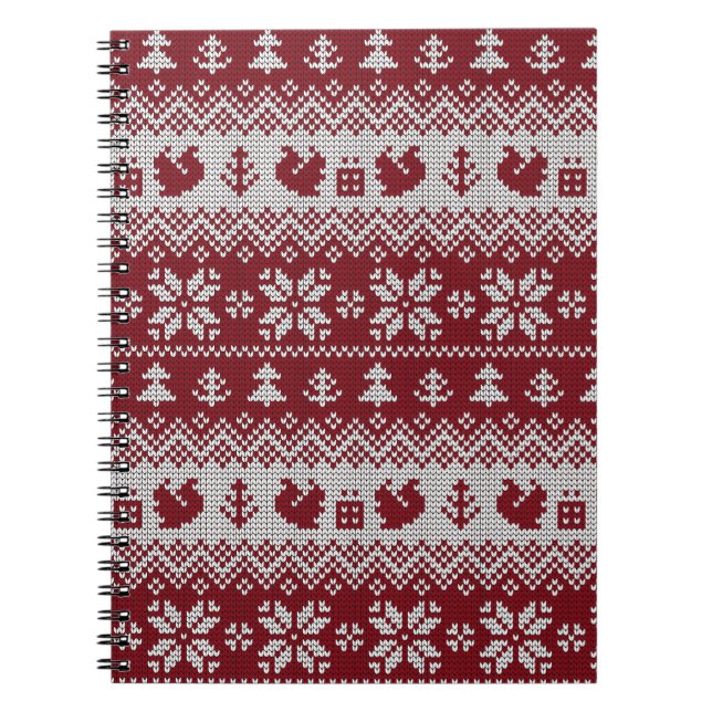 Knitted, Christmas, squirrels, vintage pattern. Notebook (Front)