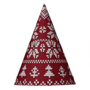 Knitted, Christmas, squirrels, vintage pattern. Party Hat