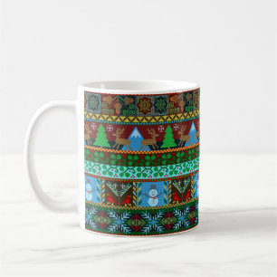 Knitted Christmas Sweater Pattern Reindeer Holiday Coffee Mug