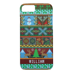 Knitted Christmas Sweater Snowman Reindeer   Name Case-Mate iPhone Case